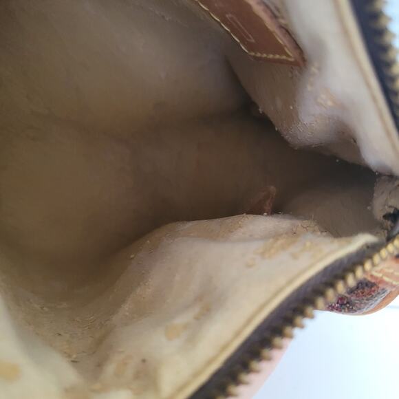 ETRO Paisley Bag Mini Tote Boston Purse Pouchette Brown Zip Small 6x4x3 Leather - Picture 9 of 13